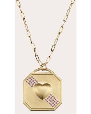Elizabeth Moore Sapphire & 14K Puffy Heart Pendant Necklace - Natural