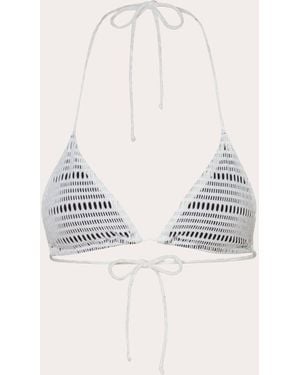 Verde Limon Moa Geometric Mesh Triangle Bikini Top - White