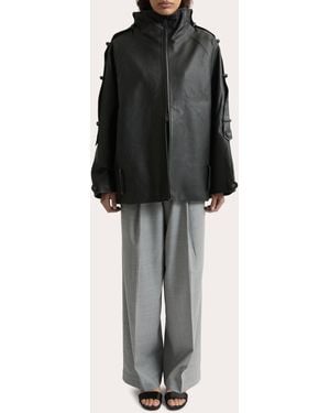 JOAEN Sara Oversized Leather Jacket - Black