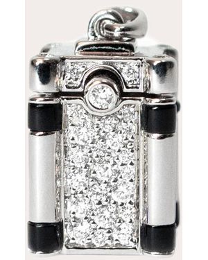 Statement Paris Diamond & Agate Wish Box Pendant Necklace - White