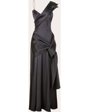 BYVARGA Janet Satin Draped Wrap Maxi Dress - White