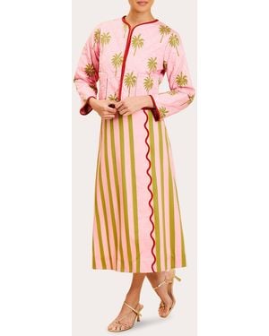 mestiza Este Reversible Quilted Crop Jacket Cotton/Linen - Pink