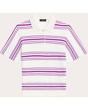Theory Stripe Cashmere Knit Polo - Pink