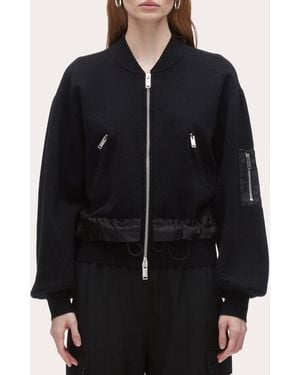 3.1 Phillip Lim Structured Knit Sateen Combo Bomber Jacket - Black