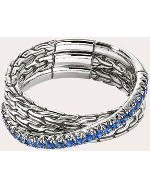 John Hardy Sapphire Jh Essential Pavé Crossover Ring - Metallic