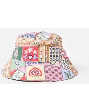 Oliver Bonas Summer Tile Print Bucket Hat - Red