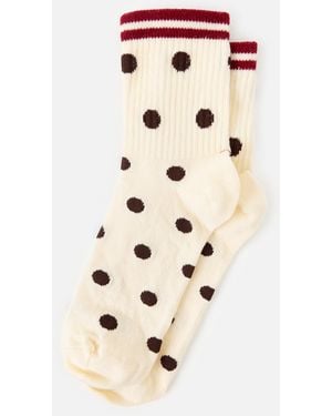 Oliver Bonas & Red Polka Dot Sporty Ankle Socks - Natural