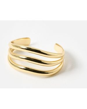 Oliver Bonas Faber Triple Row Tone Cuff Bangle - Metallic