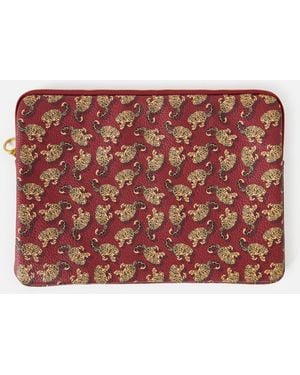 Oliver Bonas Burgundy Snow Leopard Laptop Case - Red