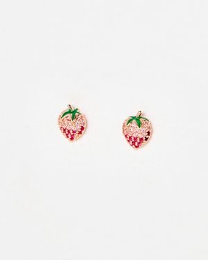 Oliver Bonas Shellie Strawberry Stone Stud Earrings - White