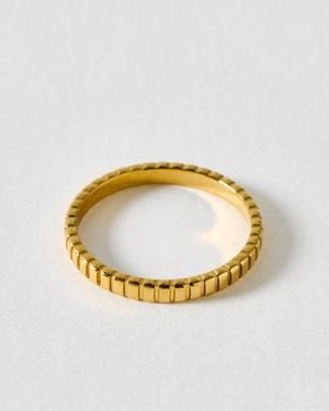 Oliver Bonas Harley Tone Waterproof Etched Stacking Ring - Metallic