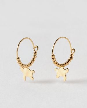 Oliver Bonas Yasmin Turtle Charm Wire Hoop Earrings - Metallic