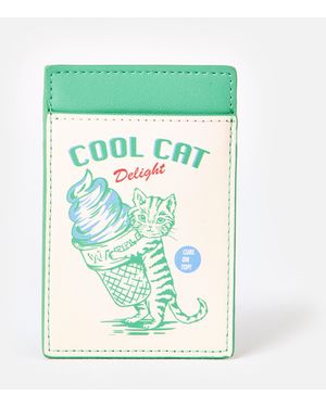 Oliver Bonas Cream & Cool Cat Card Holder - Green