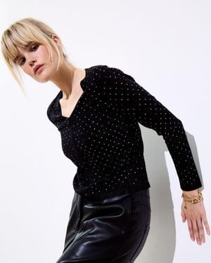 Oliver Bonas Rhinestone Knitted Top, Size 6 - Black