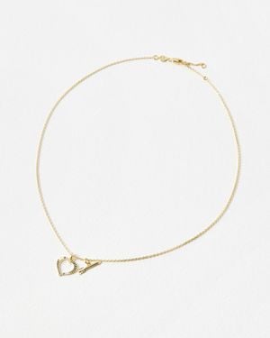 Oliver Bonas Mona Arrow & Heart Charm Necklace - Natural