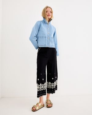 Oliver Bonas Light Frill Collar Denim Jacket, Size 12 - Blue