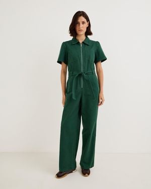 Oliver Bonas Denim Zip Up Short Sleeve Jumpsuit, Size 6 - Green
