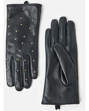 Oliver Bonas Studded Leather Gloves, Size Small/medium - Grey