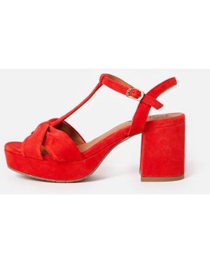 Esska Celia Suede Platform Heeled Sandals, Size 4 - Red