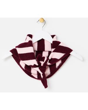 Oliver Bonas & Burgundy Striped Knitted Triangle Scarf - Red
