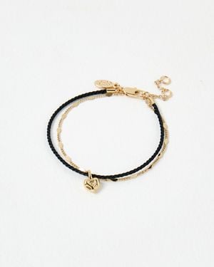 Oliver Bonas Misha Mini Heart Charm Double Row Cord Bracelet - Metallic