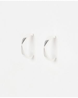 Oliver Bonas Marlowe Faceted Sterling Hoop Earrings - Metallic