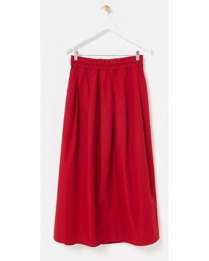 Oliver Bonas Dark Elasticated Waist Midi Skirt, Size 12 - Red
