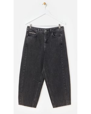 Oliver Bonas Washed Denim Barrel Leg Jeans, Size 6 - Green