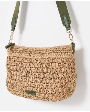 Oliver Bonas Paddie Straw Weave Crossbody Bag Large - Brown