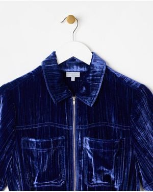Oliver Bonas Crushed Velvet Jumpsuit - Blue