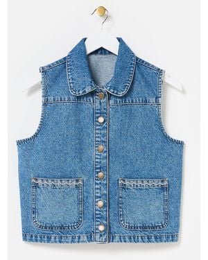 Oliver Bonas Collared Denim Waistcoat, Size 6 - Blue