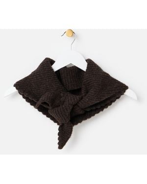 Oliver Bonas Chocolate Scalloped Edge Knitted Triangle Scarf - Black