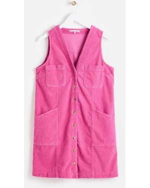 Oliver Bonas Corduroy Pinafore Mini Dress, Size 6 - Pink