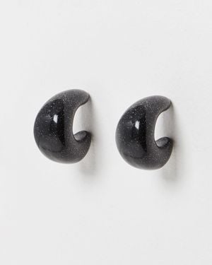 Oliver Bonas Orlaith Glitter Resin Hoop Earrings - Black