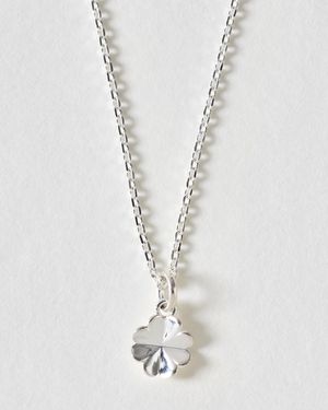 Oliver Bonas Lucky Clover Charm Pendant Necklace - White
