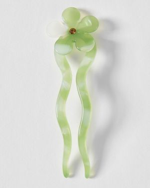 Oliver Bonas Saffron Resin Flower Hair Pin - Green