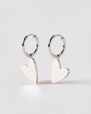 Oliver Bonas Billie Tone Waterproof Heart Huggie Earrings - Natural