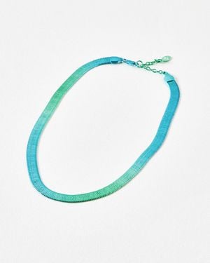 Oliver Bonas Leda Blue & Green Ombre Snake Chain Necklace