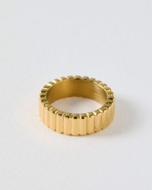Oliver Bonas Leoni Tone Stainless Steel Curved Edge Ring - Metallic