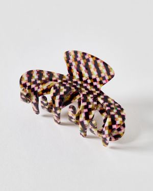 Oliver Bonas Juniper Check Resin Claw Clip - White
