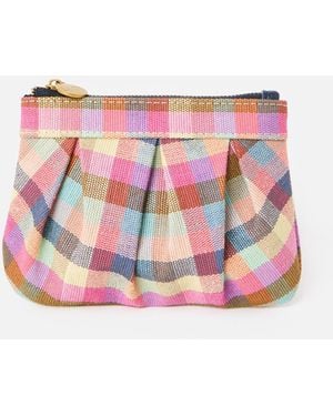 Oliver Bonas Myla Rainbow Checked Zipped Pouch - White