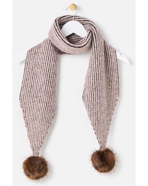 Oliver Bonas Ribbed Pom Pom Knitted Scarf - Pink