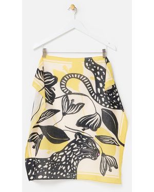 Oliver Bonas Monochrome & Cat Cotton Square Scarf - White