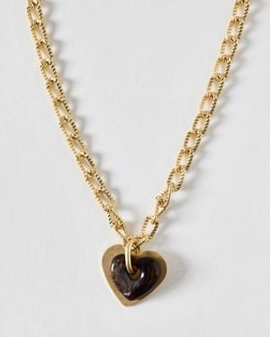 Oliver Bonas Romilly Resin Heart Charm Pendant Necklace - Metallic