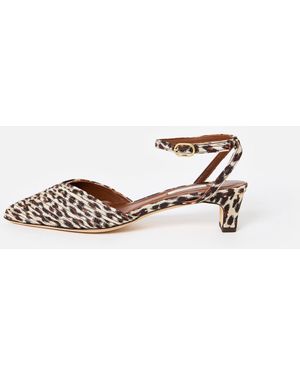 Anonymous Copenhagen Givia 40 Satin Leopard Print Heels, Size Uk 3 - White