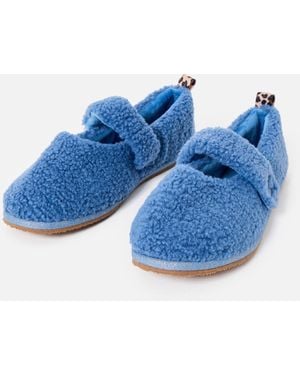 Oliver Bonas Blue Borg Mary Jane Slippers, Size Small