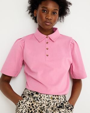 Oliver Bonas Collared Short Sleeve Polo Top, Size 8 - Pink