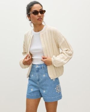 Oliver Bonas Cream Open Front Knitted Cardigan - Blue
