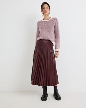 Oliver Bonas Faux Leather Pleated Midi Skirt, Size 10 - Red