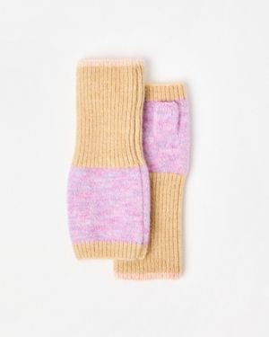 Oliver Bonas Beige & Lilac Knitted Wrist Warmers - Blue